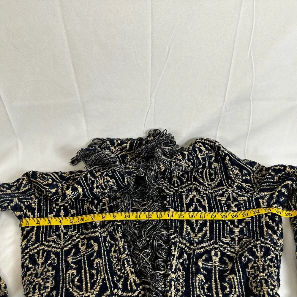 Ralph Lauren Women's Jacquard Nautical Blue Fringe Cardigan/Jacket- Size Large - Picture 11 of 13